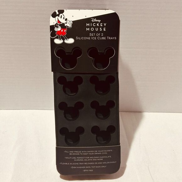 Disney Silicone Ice Cube Trays Mickey Mouse Black Set of 2 (12-2 inch Molds) - Picture 1 of 6